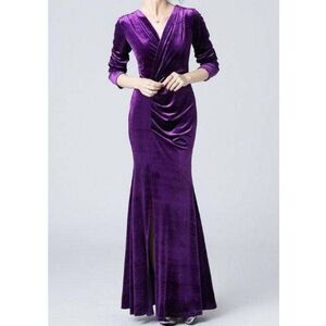 NWOT Ezpopsy Migeer Winter Elegant Dress Size Small Purple Maxi